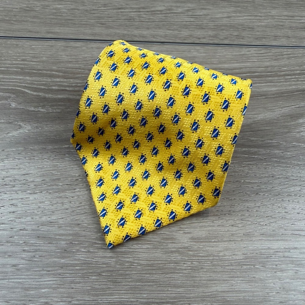 J. Garcia Men Necktie Nevsky Collection Fourteen Silk Geometric Yellow OS